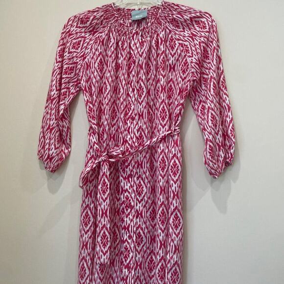 ANTHROPOLOGIE MAEVE MINI DRESS HOT PINK WHITE SZ M STRAP BELT SOPHISTICATED - Picture 6 of 16